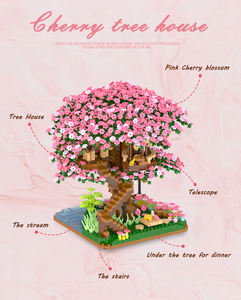 Bloques de Construcción de <span class=keywords><strong>Casa</strong></span> en el Árbol de Flores de Cerezo - Juguete de Construcción de Partículas Pequeñas de ABS para Niñas (Serie Sakura) - Product Image 5