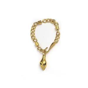 Pulsera de Cadena Fina con Baño de Oro PVD, Acero Inoxidable 316L, Colgante de Cabeza de Alien, Joyería Sostenible y Resistente - Product Image 1
