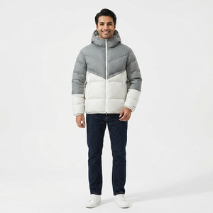 Canvas <b>Fleece</b> <b>Lined</b> Puffer <b>Jacket</b> for Men Stand Collar Durable Finish Quick Dry Breathable Winter Outerwear Customizable Options - Product Image 1