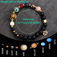 Bracelet porte-bonheur signe du zodiaque pour femme avec perles d'agate et motif huit planètes pour anniversaire