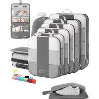 Ensemble de 10 cubes d'emballage de compression personnalisés en polyester à la mode avec fermeture à glissière organisateurs de voyage étanches à l'eau pour valise