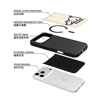 Coque de téléphone AG Feeling Black Edge avec motif chien couché doré pour iPhone 17, 17 Pro Max, 16 Pro, 15, 15 Pro Max – Coque magnétique