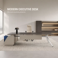 Bureau de direction en bois écologique de luxe léger avec rangement extensible, table de bureau moderne et minimaliste pour immeuble de bureaux