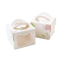 Boîte à gâteau avec poignée en carton blanc avec planche Récipient à gâteau carré personnalisé avec fenêtre Boîtes de boulangerie imprimées de logo personnalisé