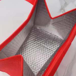 Low Price Custom Eco <b>Disposable</b> Non Woven Takeaway Cooler Package Tote Bum Bags Wiht <b>Aluminum</b> <b>Foil</b> Insulated Thermal Soft Handle - Product Image 5