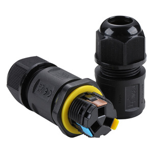 M20 One In One Out Screwless Waterproof Connector Ip68 3 Pin For <b>Lighting</b> Fixtures Led Copper Alloy Zinc Alloy <b>Plug</b> In Dc 450V - Product Image 2