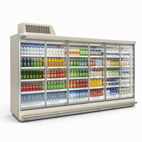 Réfrigérateur vertical à porte vitrée, refroidissement par ventilateur, dégivrage automatique, contrôle numérique, étagères réglables, boissons pour supermarchés