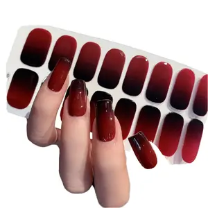 Semi Cured Gel Nail Polish Strips Nail Art Gel Decal Strips Stick-on Solid Color Nail Stickers