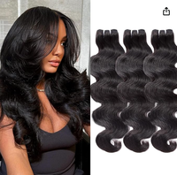 Cheveux Humains Ondulés Body Wave 16A, Lots de Cheveux Vierges Brésiliens Soyeux et Doux, Tissage Épais 24-28 Pouces, Noir Naturel, Chine, 11,99 Ounces