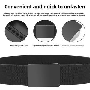 <span class=keywords><strong>Ceinture</strong></span> Élastique en Nylon Tressé Personnalisée avec Logo, <span class=keywords><strong>Boucle</strong></span> Réversible et Plaque Arrière en Cuir, pour Golf et Entraînement Occasionnel - Product Image 2