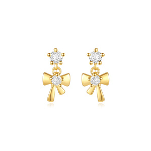 Boucles d'oreilles pendantes géométriques minimalistes CANNER avec nœud à longues pampilles et croix en zircon pour femme - Product Image 4