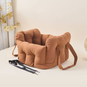 Siège de <span class=keywords><strong>voiture</strong></span> pour animaux de compagnie en lin de luxe en gros, housse amovible et lavable, siège surélevé portable pour chien et chat, sac de sécurité pour les voyages en plein air - Product Image 4