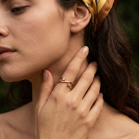 Bague double fine STKR27 en acier inoxydable 304 plaqué or 14K PVD, motif floral avec zircon cubique, bague ouverte croisée, cadeau