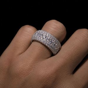 Hip Hop Iced 925 Silver Gold Plated VVS Moissanite GRA Rapper Dazzling Sparkly Eternity Band <b>Ring</b> <b>Men</b> Luxury - Product Image 3