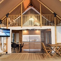Tente de camping double étage avec loft, Glamping, Maison d'hôtes, Évacuation pour escapade, Tente hôtelière extérieure duplex à deux chambres et salon, Célèbre sur internet