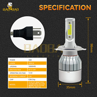 Baobao Lighting BB151 - Juego de Bombillas LED Súper Brillantes de 36 W, 3800 LM, 6000 K, H4, C6 para Automóvil