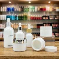 Flacon compte-gouttes de 30 ml, couleur personnalisée, verre opale blanc opaque, flacon de sérum pour soins de la peau, impression sérigraphique pour emballage cosmétique