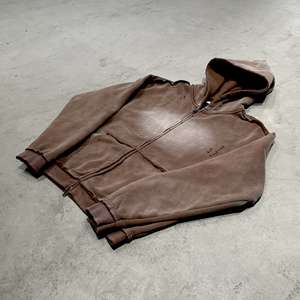 Sudadera con capucha de hombre estilo vintage desgastado, 400GSM, de peso pesado, fabricada a medida para streetwear con logo y cremallera de doble cabezal - Product Image 2