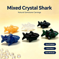 Sculpture de créature marine en pierres précieuses naturelles mélangées, requin de 7 cm, sculptures d'animaux en cristal pour la décoration intérieure et les cadeaux (vente en gros)