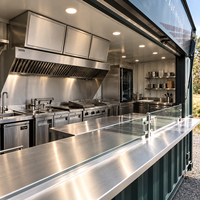 Café-restaurant modulaire en conteneur maritime de 20 pieds avec bar préfabriqué en conteneur de 40 pieds, cuisine extérieure en conteneur