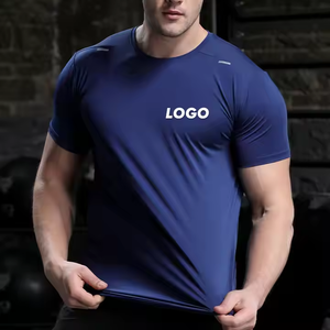 T-shirt Fitness <span class=keywords><strong>da</strong></span> <span class=keywords><strong>uomo</strong></span> in poliestere Spandex <span class=keywords><strong>su</strong></span> <span class=keywords><strong>misura</strong></span> per Jogging <span class=keywords><strong>camicie</strong></span> sportive ad asciugatura rapida abbigliamento <span class=keywords><strong>da</strong></span> palestra a maniche corte stampato in bianco - Product Image 5