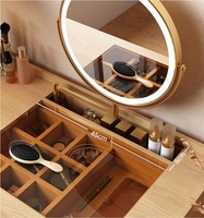 Table de toilette en bois de frêne massif de luxe sur mesure avec miroir, table de maquillage pour chambre d'hôtel, chaise