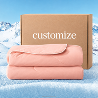 Couverture rafraîchissante légère rose personnalisée pour l'été, double face en polyester et tissu au toucher frais, respirante, utilisable toute l'année