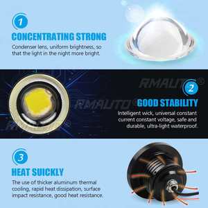 2 pièces, 3,5 pouces, 12V, phare antibrouillard universel COB LED, feux de jour Angel Eyes, phare antibrouillard 30W, blanc, jaune, bleu - Product Image 4