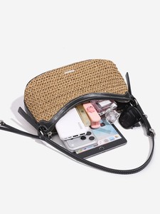 Sac à main d'été personnalisé en paille tressée pour femme, style bohème, sac de plage, sac fourre-tout pour femme avec fermeture éclair, sac à bandoulière tendance - Product Image 4
