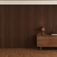Panneau acoustique en bois MDF chêne gris, panneau mural décoratif absorbant le son, design contemporain, design d'intérieur