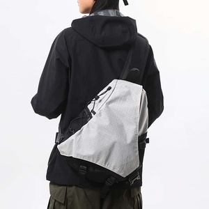 Casual Waterproof Nylon <b>Backpack</b> with Zipper Closure <b>Black</b> and Gray Color Men's Shoulder Bag Outdoor Travel Use All Seasons - Product Image 6
