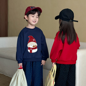 <span class=keywords><strong>Sweat</strong></span>-shirt en coton pour enfants, Noël, filles et garçons, automne, ample, épaules tombantes, manches longues, style coréen, motif de dessin animé, bébé - Product Image 3