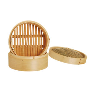 Cestello per cottura a vapore in bambù Excelsa 20x20x17,5 cm a 2 strati, naturale, per cucina asiatica, ecologico - Product Image 1