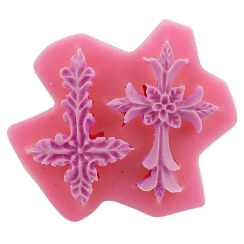 1 Pc Double Cross Silicone Mold Christmas Cake Decorated Candy Cake 3d Jesus Cross Mold Easter Chocolate Baking Stencil