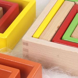Stem Toy Kids Ideal Gift 33Pcs Colorful Stacking <b>Rainbow</b> Building Blocks in a <b>Wooden</b> Box - Product Image 3