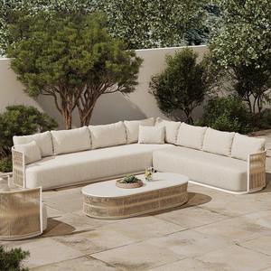 Luxury Outdoor Sofa Metal Outdoor Furniture Set Resort Garden Outdoor Rope Sofa Hotel Garden Sets Hotel L Shape Poolside Sofa - Product Image 1