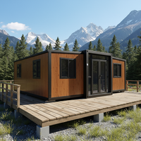 Villa préfabriquée en acier léger de 40 et 20 pieds, maison mobile portable avec salle de bain et cuisine extensibles pour hôtels et bureaux