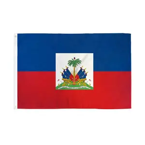 Оптовая продажа, 100% полиэстер, 3x5 футов, в наличии, высококачественный синий красный гаитянский флаг Гаити