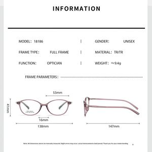 Monturas de Gafas Ópticas Cuadradas TR90 con Aro Completo, Lujosas y Modernas, Anti-Radiación, Bloqueador de Luz Azul, Unisex, Gafas Anti-Luz Azul - Product Image 2