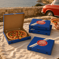 Cajas de Pizza Cuadradas Impresas Personalizadas con Asa, Materiales Reciclados Ecológicos, Cartón Biodegradable, Relieve UV Localizado, para Llevar