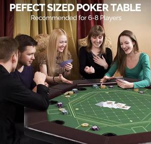 Table de Poker octogonale professionnelle Texas Hold Em Casino pliable avec porte-gobelet pour 8 joueurs Vitesse ronde en bois Mahjong Lights - Product Image 6
