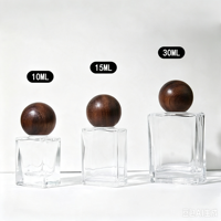 Flacon pulvérisateur carré en verre pour parfum 10ml 15ml 30ml avec bouchon en bois, logo personnalisé sérigraphié, flacon vide pour huiles essentielles