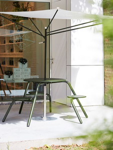 Cố định ngoài trời bảng thiết lập, sắt & rắn gỗ 4-seater dính liền cho sân quán cà phê biệt thự, tiết kiệm không gian - Product Image 1