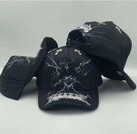 Gorra de Béisbol con Estampado de Rayo de Jesús, Estilo Desgastado, Decoración de Cruz Metálica, Estilo Gótico Urbano, Ajustable, Venta al Por Mayor