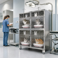 Cage pour chat à quatre compartiments JLA-VC04, acier inoxydable 304 de haute qualité, mobilier moderne, clinique vétérinaire, fabrication chinoise