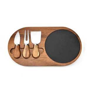 Acacia Wood <b>Cheese</b> Board <b>Set</b> With Stainless Steel <b>Knife</b> Fork And Spatula For Home Use - Product Image 5