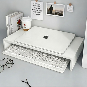 Laptop Riser Stand <b>Desktop</b> Monitor Base 2 Tier Storage <b>Shelf</b> Raised Office Desk Organizer for Laptops - Product Image 1