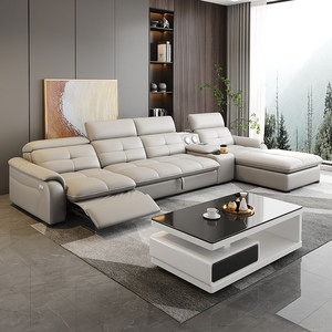 Canapé-lit rétractable multifonctionnel en cuir pleine fleur, style moderne et minimaliste, <span class=keywords><strong>pour</strong></span> <span class=keywords><strong>salon</strong></span>, avec fonction zéro espacement mural - Product Image 2