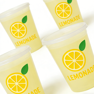 Gobelets en plastique jetables à paroi simple avec logo imprimé UV personnalisé, 12/16/24/32 oz, couvercles en PP de 90 mm de diamètre, pour boissons froides et boissons gazeuses - Product Image 3