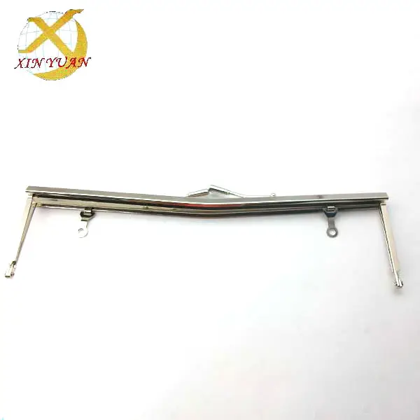 Xinyuan factory customized 28*7.8cm kiss lock square right Angle metal frame silver diy wallet Metal purse frame